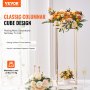 VEVOR 2KS 31,5" / 80 cm vysoký svatební stojan na květiny, s akrylovým laminátem, kovový sloupek pro vázu s geometrickými středovými stojany, zlatý obdélníkový květinový stojan pro recepci, party dekorace
