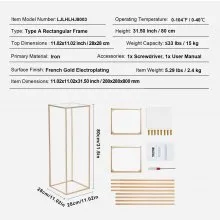 VEVOR 2PCS 31.5inch High Wedding Flower Stand, With Acrylic Laminate,Metal Vase Column Geometric Centerpiece Stands, Gold Rectangular Floral Display Rack for Events Reception, Party Decoration