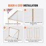 quick 4-step installation guide for VEVOR wedding flower stand: assemble frames, connect rods, attach columns.