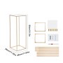 VEVOR wedding flower stand kit with gold metal frame, screws, assembly instructions, and screwdriver.