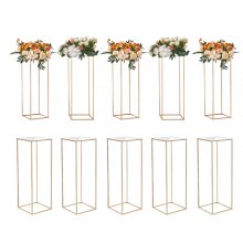 VEVOR 10PCS 31.5inch/80cm High Wedding Flower Stand, With Acrylic Laminate,Metal Vase Column Geometric Centerpiece Stands, Gold Rectangular Floral Display Rack for Events Reception, Party Decoration