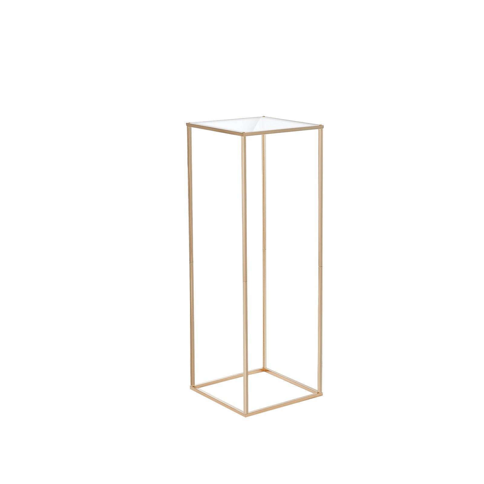 gold VEVOR wedding flower stand with a square base and top for event decoration.