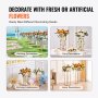 VEVOR 4PCS Gold Metal Column Wedding Flower Stand, 31.5inch High With Metal Laminate, Vase Geometric Centerpiece Stands, Cylindrical Floral Display Rack for Events Reception, Party Road Leads