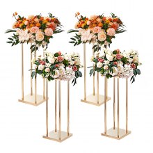 VEVOR 4 STK Guld metal søjle bryllup blomsterstander, 31,5 tommer/80 cm høj med metal laminat, vase geometriske midterstykke stativer, cylindrisk blomster display stativ til begivenheder reception, Party Road leads