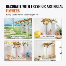 VEVOR 4PCS 35.43inch /90cm Tall Crystal Wedding Flowers Stand, Luxurious Centerpieces Flower Vases Crystal Gold Vase Metal, Perfect for T-stage Wedding Party Ceremony Dinner Event Hotel Home Decor