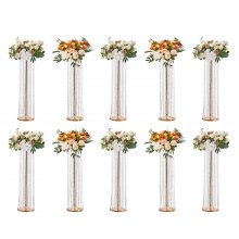 VEVOR 10PCS 35.43inchTall Crystal Wedding Flowers Stand, Luxurious Centerpieces Flower Vases Crystal Gold Vase Metal, Perfect for T-stage Wedding Party Ceremony Dinner Event Hotel Home Decor