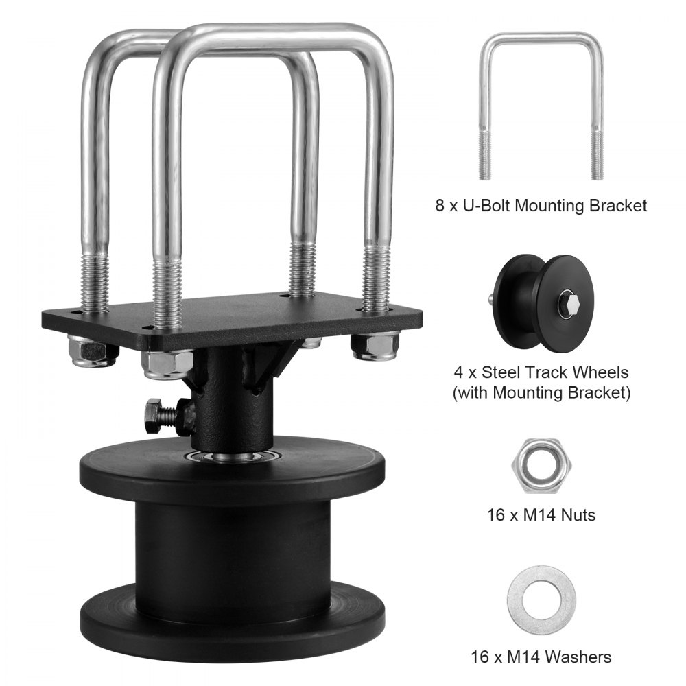 Kit de puerta corrediza VEVOR, kit de herrajes para puerta enrollable con ranura en H para puertas corredizas voladizas y puertas enrollables, rodillos para puerta corrediza con 4 ruedas de riel, rodillo resistente, color negro