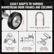 Sliding Gate Kit 6” Heavy Duty Sliding Rollers for Connect Tracks Max.600LBS