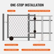 VEVOR Sliding Gate Kit 6” Sliding Rollers for Connect Tracks Max.600LBS