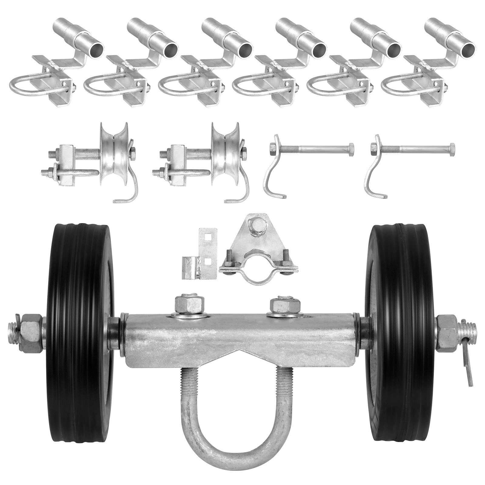 VEVOR Sliding Gate Kit, 6” Rolling Gate Hardware Kit C-type, Wheel Carrier with Two 6" Wheels Support, Heavy Duty Sliding Gate Rollers for Connect Tracks Door Frames,Sliding Gate Guide Roller,600 lbs