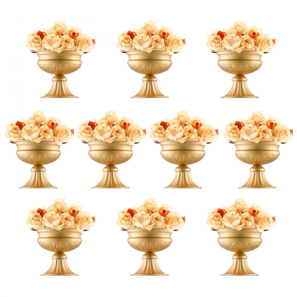 VEVOR 10PCS 16cm/6.3” Wedding Flower Vase Metal Gold Floral Stand for Table