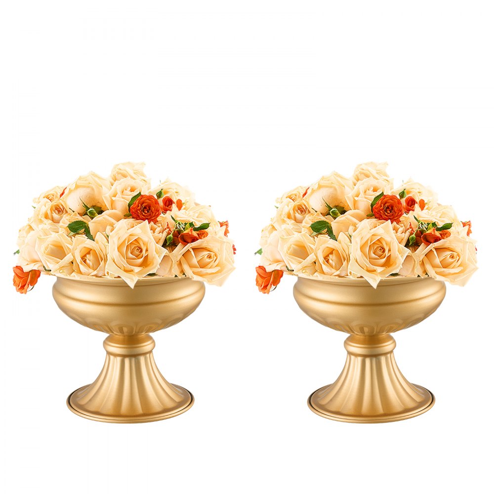 VEVOR 10PCS 16cm/6.3” Tall Wedding Flower Vase, Metal Wedding Centerpiece, Gold Floral Arrangement Stand Display Rack for Tables Wedding Dinner Party, Anniversary Ceremony Birthday Event Decor