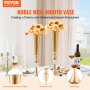 VEVOR 2PCS 56cm/22.05” Tall Wedding Flower Vase, Metal Wedding Trumpet Centerpiece, Gold Floral Stand Display Rack for Tables Wedding Dinner Party, Anniversary Ceremony Birthday Event Decor
