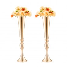 VEVOR 2PCS 56cm/22.05” Tall Wedding Flower Vase Metal Gold Trumpet for Tables