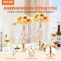 VEVOR 20PCS 43cm/16.9” Tall Crystal Wedding Flower Stand, Metal Wedding Centerpiece Vase, Gold Flower Holders Floral Display Rack for Tables Wedding Dinner Party, Ceremony Birthday Event Decor