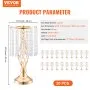 VEVOR 20PCS 43cm/16.9” Tall Crystal Wedding Flower Stand, Metal Wedding Centerpiece Vase, Gold Flower Holders Floral Display Rack for Tables Wedding Dinner Party, Ceremony Birthday Event Decor