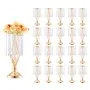 VEVOR 20PCS 43cm/16.9” Tall Crystal Wedding Flower Stand, Metal Wedding Centerpiece Vase, Gold Flower Holders Floral Display Rack for Tables Wedding Dinner Party, Ceremony Birthday Event Decor