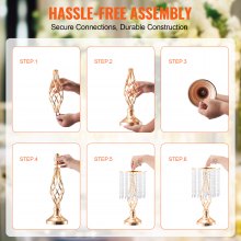 VEVOR 20PCS 43cm/16.9” Tall Crystal Wedding Flower Stand Vase for Party Decor