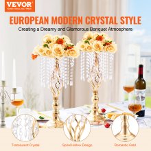 VEVOR 12PCS 49cm/19.3” Tall Crystal Wedding Flower Stand Vase for Party Decor