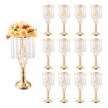 VEVOR 12PCS 49cm/19.3” Tall Crystal Wedding Flower Stand Vase for Party Decor