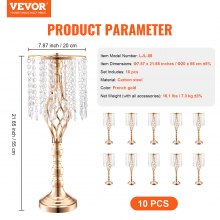 VEVOR 10PCS 55cm/21.65” Tall Crystal Wedding Flower Stand Vase for Party Decor