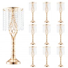 VEVOR 10PCS 55cm/21.65” Tall Crystal Wedding Flower Stand Vase for Party Decor