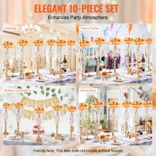 VEVOR 10PCS 55cm/21.65” Tall Crystal Wedding Flower Stand Vase for Party Decor