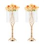 VEVOR 2PCS 55cm/21.65” Tall Crystal Wedding Flower Stand Vase for Party Decor