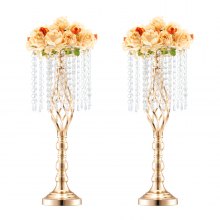 VEVOR 2PCS 55cm/21.65” Tall Crystal Wedding Flower Stand Vase for Party Decor