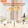 VEVOR 24PCS 50cm/19.7” Tall Wedding Flower Vase, Metal Wedding Centerpiece, Gold Floral Arrangement Stand Display Rack for Tables Wedding Dinner Party, Anniversary Ceremony Birthday Event Decor