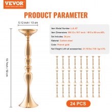 VEVOR 24PCS 50cm/19.7” Wedding Flower Vase Metal Gold Floral Stand for Table