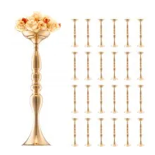 VEVOR 24PCS 50cm/19.7” Tall Wedding Flower Vase, Metal Wedding Centerpiece, Gold Floral Arrangement Stand Display Rack for Tables Wedding Dinner Party, Anniversary Ceremony Birthday Event Decor