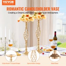 VEVOR Lot de 20 vases à fleurs en métal doré 58 cm pour mariage