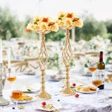 VEVOR 20 piezas 58 cm/22,83” florero de boda de metal dorado soporte floral para mesa