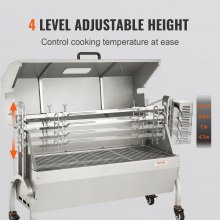 VEVOR Stainless Steel Rotisserie Grill with Hooded Cover, BBQ Whole Pig Lamb Goat Charcoal Spit Grill, Electric 50W Motor BBQ Hog Rotisserie Roaster, 46 Inch 132Lbs Capacity Lamb Rotisserie System