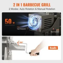 VEVOR Asador Asador Asador BBQ Parrilla Cerdo Cordero Pollo Asador 50W 132LBS