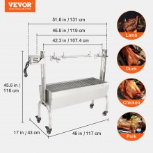 VEVOR Roaster Spit Rotisserie BBQ Grill Whole Pig Lamb Chicken Roaster 50W 90LBS