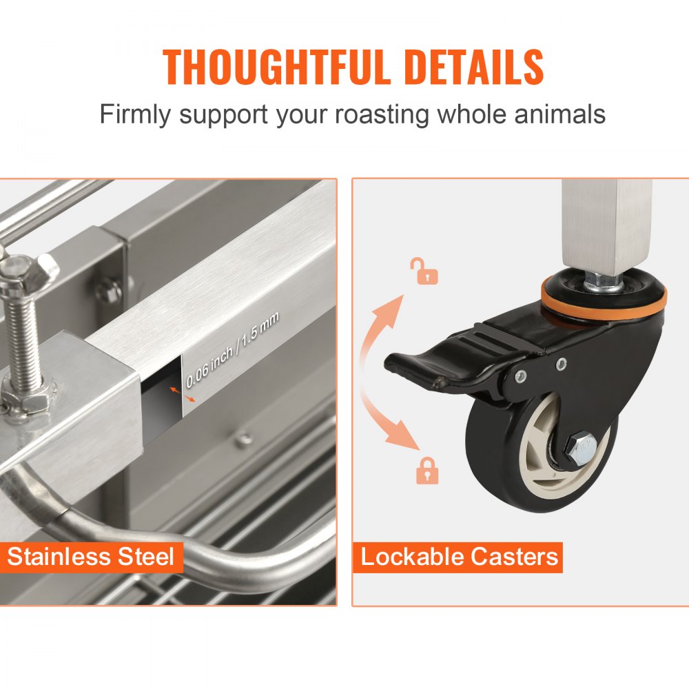 VEVOR Roaster Spit Rotisserie BBQ Grill Whole Pig Lamb Chicken Roaster 50W 40.8kg