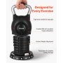 VEVOR Kettlebell, Adjustable Kettlebell with 7 Weight Levels (1.5, 3, 4.5, 6, 7.5, 9, 10 kg), Die-Cast Aluminum and ABS Material, for Grip Strength Training, Full-body Workout and Cross-Training