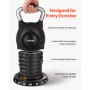 VEVOR Kettlebell, Adjustable Kettlebell with 7 Weight Levels (5, 11.5, 18, 24.5, 31, 37.5, 44 lbs), Die-Cast Aluminum and ABS Material, for Grip Strength Training, Full-body Workout & Cross-Training