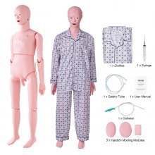 VEVOR sjukskötersketräningsdocka, manlig demonstration i naturlig storlek Människodocka för sjukskötersketräning, multifunktionell utbildning Tillbehör för undervisningsmodeller, anatomisk skyltdocka kroppsvårdssimulatormodell