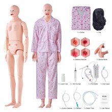 VEVOR sjukskötersketräningsdocka, manlig/kvinna demonstration i naturlig storlek Människodocka för sjukskötersketräning, multifunktionell utbildning undervisningsmodell, anatomisk skyltdocka kroppsvårdssimulatormodell