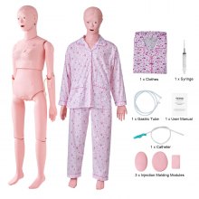 VEVOR sygeplejedukke, demonstration af kvindelig kropsstørrelse Menneskelig dukke til sygeplejeuddannelse, multifunktionel uddannelse Undervisningsmodeltilbehør, PVC anatomisk mannequin kropsplejesimulatormodel