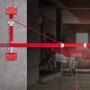 red VEVOR electric hoist support arm mounted on a concrete wall with a hoist attached and background.