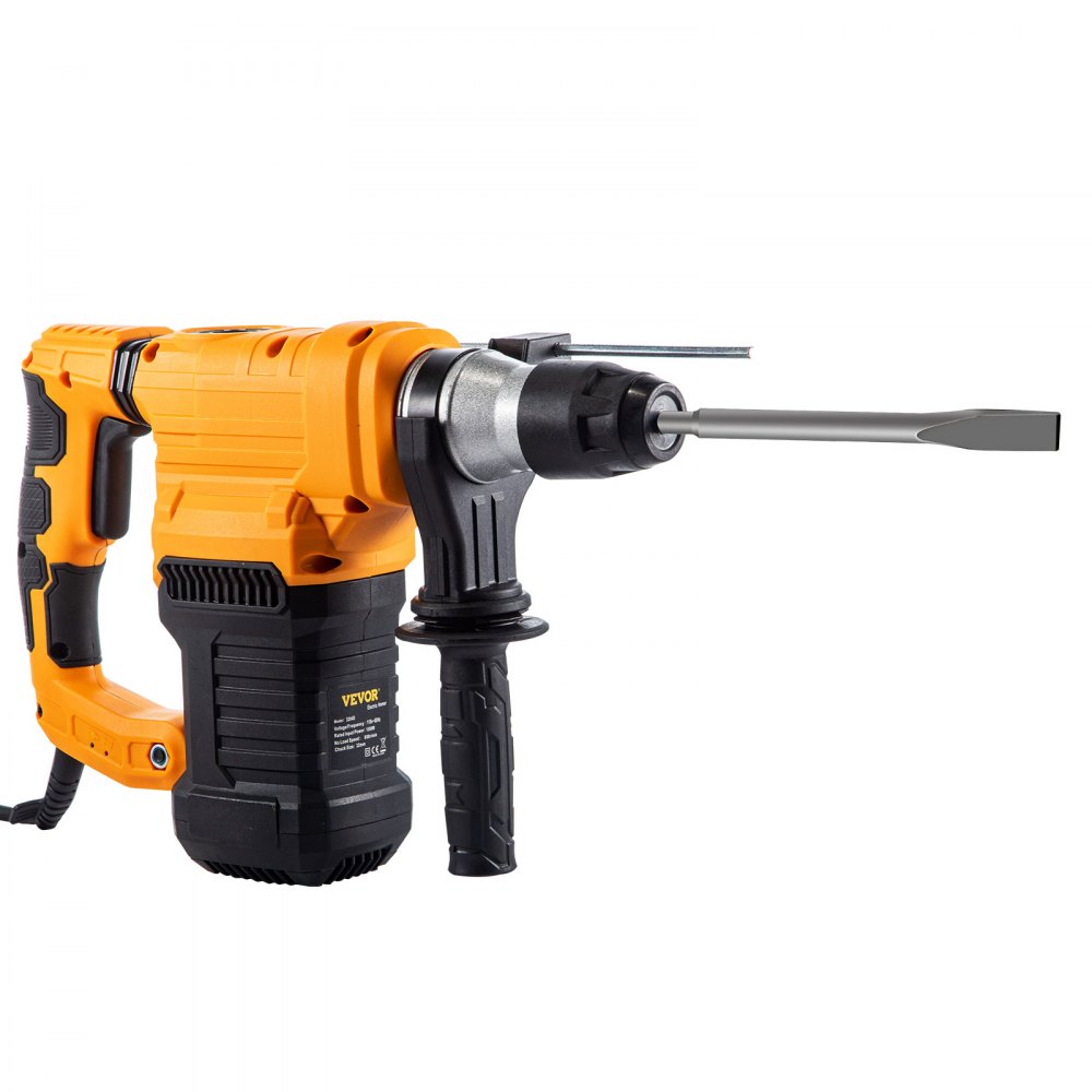 Martillo perforador VEVOR, SDS de 1" - Plus Taladro percutor con 4 funciones y mango giratorio de 360 ​​grados, 9.5A 1050W Velocidad variable 0-850RPM Martilladora con cable, incluye cinceles, brocas y estuche