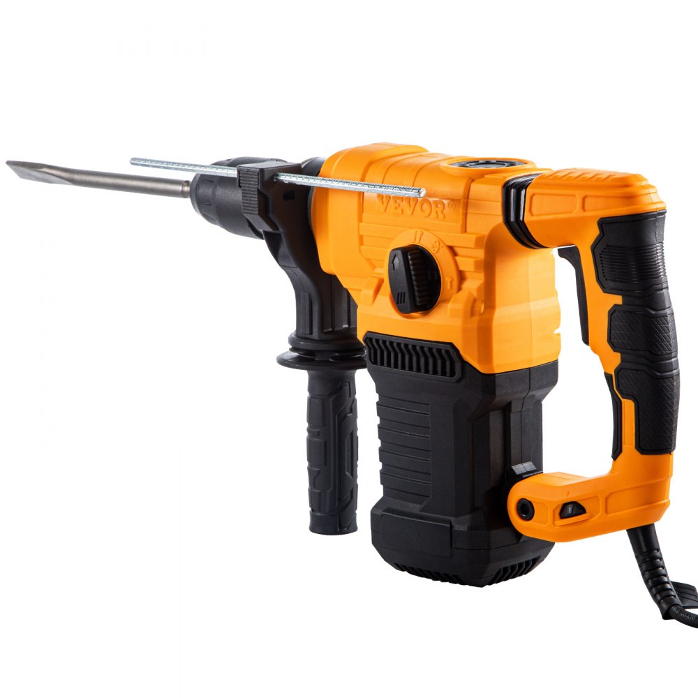 Martillo perforador VEVOR, SDS de 1" - Plus Taladro percutor con 4 funciones y mango giratorio de 360 ​​grados, 9.5A 1050W Velocidad variable 0-850RPM Martilladora con cable, incluye cinceles, brocas y estuche