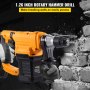 VEVOR Rotary Hammer, 1.26\" SDS - Plus Hammer Drill with 4 Functions & Adjustable Handle, 1500W Maximum Speed 850RPM Corded Hammering Machine, Including Chisels, Drill Bits and Case for Concrete, Meta