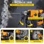 VEVOR Rotary Hammer, 1.26" SDS - Plus Hammer Drill with 4 Functions & Adjustable Handle, 1500W Maximum Speed 850RPM Corded Hammering Machine, Including Chisels, Drill Bits and Case for Concrete, Metal