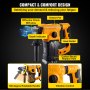 VEVOR Rotary Hammer, 1.26\" SDS - Plus Hammer Drill w/ 4 Functions & 360 Degree Rotating Handle, 13A 1500W w/ 6 Step Variable Speed Adjustment 0-850RPM Hammering Machine Includes Chisels, Bits & Case