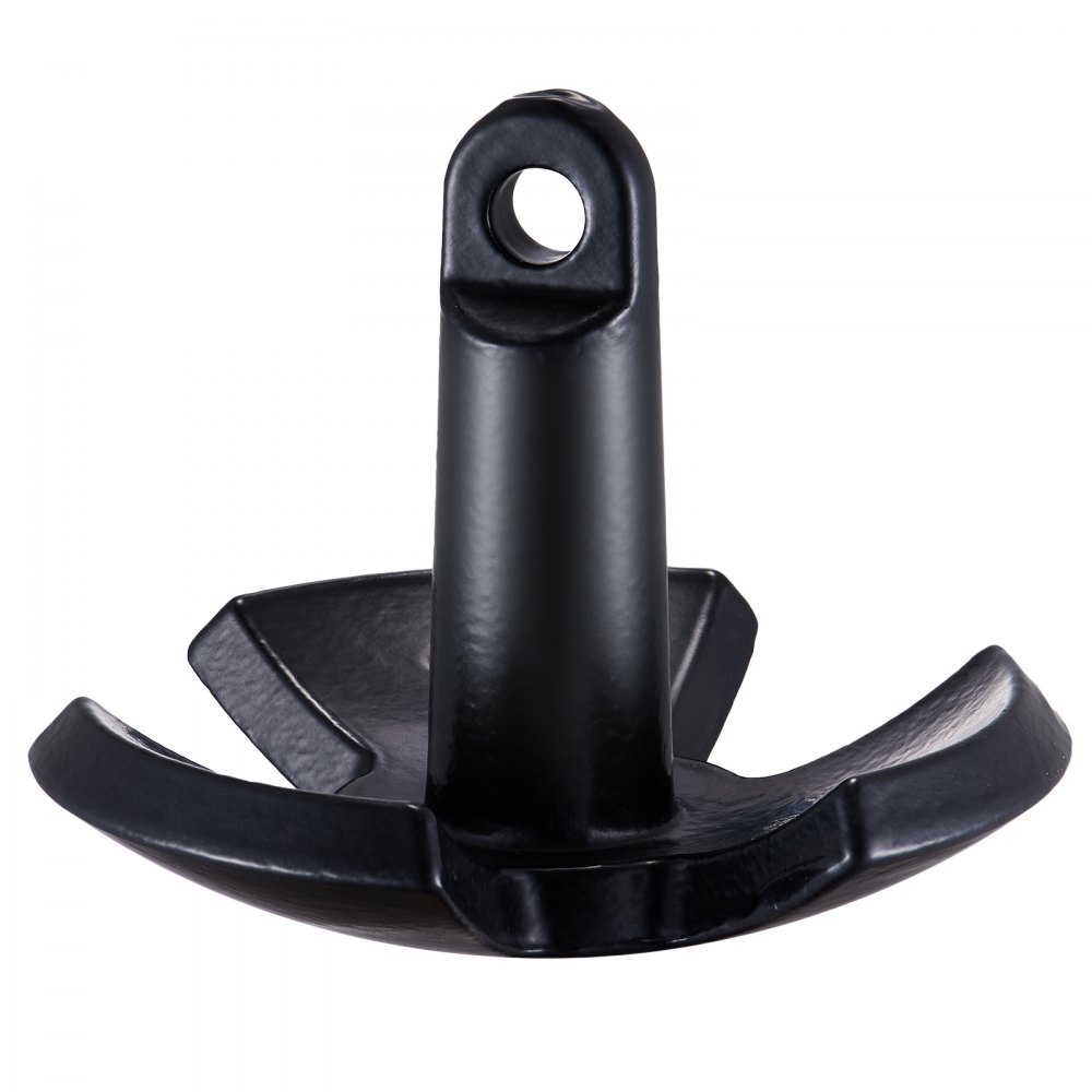 black VEVOR river anchor with flared fins and a ring hole for secure attachment and stability.